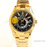 N9 Factory Swiss Rolex Sky-Dweller WORLD TIMER 904L Yellow Gold Watch